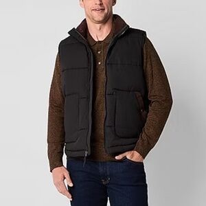 St. John's Bay Quilted Cargo Vest Puffer Down Filled Comfy Warm Insulated